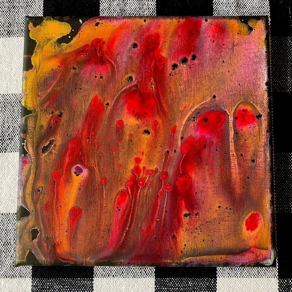 Red pink and gold pour painting ❤️‍🔥☀️🔥🌹